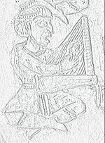 Illustration of harp player