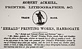 Ad for Ackrill's printing works, 1883