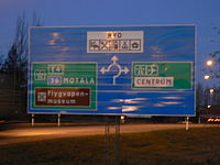 Roundabout signs in Linköping, Sweden