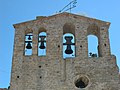 Four-eyed bell gable at Sant Pere d'Ullastret church, Spain.