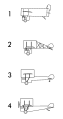 Evoluzione del velivolo di Mattioni: 1 Tutto fusoliera, 2 Semifusoliera e traliccio, 3 Semifusoliera, 4 Semifusoliera con motore disassato.