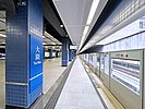 Platform 3 of Tai Wai station serving Tuen Mun-bound Tuen Ma Line trains. The East Rail Line platforms of the same station are currently undergoing APG retrofitting.