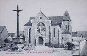 Carte postale ancienne de l'église Saint-Clair de Saillé.