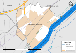 Carte en couleur présentantle réseau hydrographique de la commune