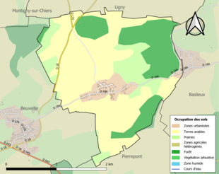 Carte en couleurs présentant l'occupation des sols.