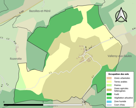 Carte en couleurs présentant l'occupation des sols.