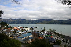 Akaroa township and main wharf, in 2004