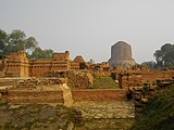 Ancient Buddhist monasteries near Dhamekh Stupa, Sarnath.