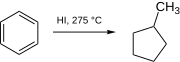 reduction of benzene to methylcyclopentane