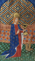 St John the Evangelist depicted in a 14th-century manuscript in the Flemish style