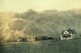 Dust storm approaching Stratford, Texas in August of 1935...