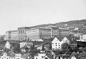 Le bâtiment du Polytechnicum de Zurich (École polytechnique fédérale de Zurich), construit en 1865 par Gottfried Semper, est l'un des nombreux bâtiments de style national réalisés pour répondre aux besoins du nouvel État fédéral.