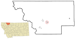 Location of Browning, Montana