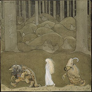 The Princess and the Trolls at Scandinavian folklore, by John Bauer