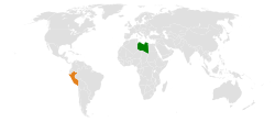 Map indicating locations of Libya and Peru