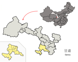 Location of Gannan Tibetan Autonomous Prefecture within Gansu