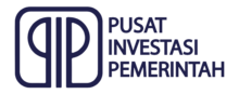 Two interlocking P's facing away from each other to the left of text stating the investment groups name in Indonesian