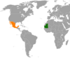 Location map for Mauritania and Mexico.