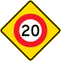 (W10-3) 20 km/h speed limit ahead