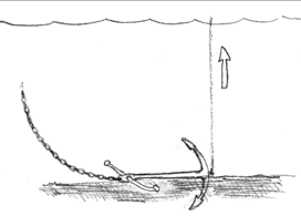 Адміралтейський якір з буйрепом на дні
