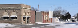 North side of 5th Street in Oakdale. The building at left is the village hall.