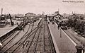 Ormskirk railway station on a postcard dated 1915. The station's layout today is much reduced.