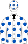 White, royal blue spots