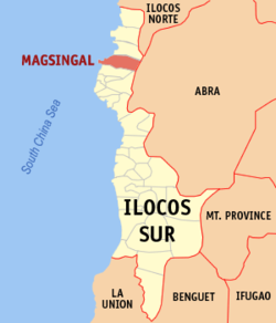 Map of Ilocos Sur with Magsingal highlighted