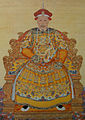 Portrait de l'empereur Qianlong âgé en habits de cérémonie[N 12]. dynastie Qing. Rouleau mural, encre et couleur sur soie. Musée du Palais, Pékin.