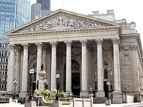 Royal Exchange (1844) William Tite; neoclassicismo usato su scala monumentale per esprimere le grandi ambizioni commerciali della Città di Londra.