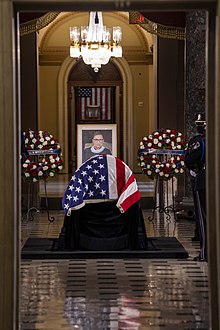 Ginsburg was honored in a ceremony in Statuary Hall, and she became the first woman to lie in state at the Capitol on September 25, 2020, in the United States Capitol.
