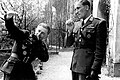 Best aces of the Slovak Air Force, Ján Režňák (left) and Izidor Kovárik after being awarded the German Cross in gold, 1944