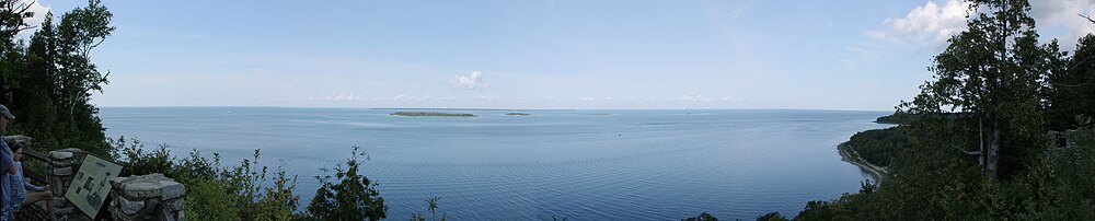 Stitched panorama showing all four Strawberry Islands (taken from Sven's Bluff)