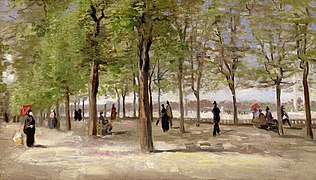 Une allée Jardin du Luxembourg, 1886, huile sur toile, 27 × 46 cm, Clark Art Institute[17].