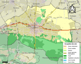 Carte en couleurs présentant l'occupation des sols.