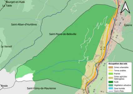 Carte en couleurs présentant l'occupation des sols.