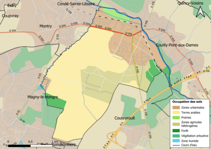 Carte des infrastructures et de l'occupation des sols en 2018 (CLC) de la commune.