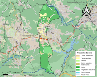 Carte en couleurs présentant l'occupation des sols.