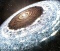 Artist's impression of the water snow line around V883 Orionis, detected with ALMA