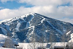 View of Bald Mountain from Sun Valley Lake in January 2006