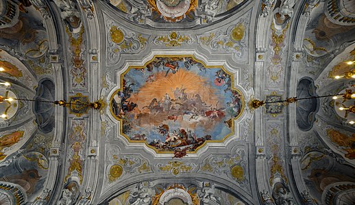 Ballroom ceiling of the Ca' Rezzonico with ceiling by Giovanni Battista Crosato (1753)