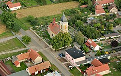 Aerial view of the centre of Chleby