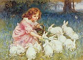 Feeding white rabbits, Frederick Morgan, Paris