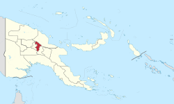 吉瓦卡省於巴布亞新幾內亞的位置。