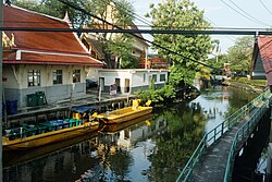 Khlong Bang Phrom, an eponymous (Bang Phrom area is right side, left side is Wat Kanchana Singhat in Khlong Chak Phra area)