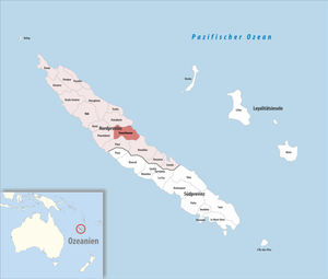 在新喀里多尼亞與北部省的位置