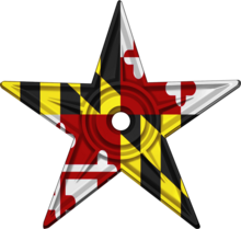 A barnstar with the Maryland flag overlaid