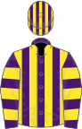 PURPLE, Yellow stripes, Purple sleeves and Yellow hoop, Purple cap