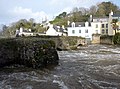 Inondations à Quimperlé : l'Ellé en crue au niveau du pont Lovignon, juste avant sa confluence avec l'Isole (8 février 2014).