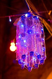 Plastic Bottles and LED Lights repurposed as a chandelier during Ramadan in Muslim Quarter, Jerusalem